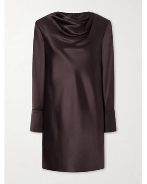 Veronica de Piante Amal Draped Silk-Blend Satin Mini Dress - Brown