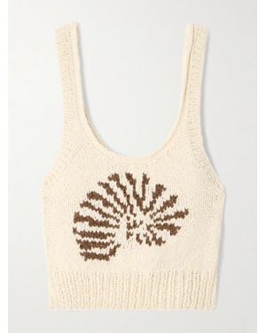 Alix Of Bohemia Ansel Cropped Intarsia-Knit Cotton Tank - White