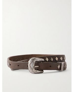 RRL Aria Embellished Leather Belt - Gray