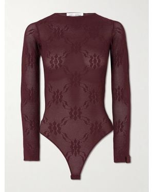 Victoria Beckham Body Aus Lochstrick Mit Stickerei Und Rückenausschnitt - Lila