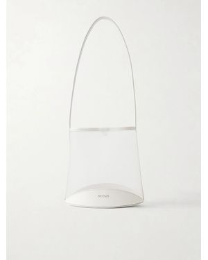 Neous Pardalis Leather-Trimmed Mesh Bucket Shoulder Bag - White