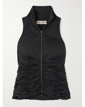 Siedres Wartz Ruched Cotton-Blend Twill Turtleneck Vest - Black