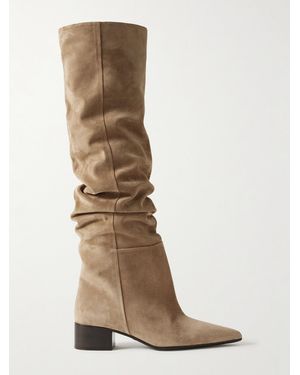 KHAITE Andee Suede Over-The-Knee Boots - Natural