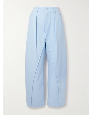 JW Anderson Pantalon Barrel En Serge De Coton À Plis - Bleu
