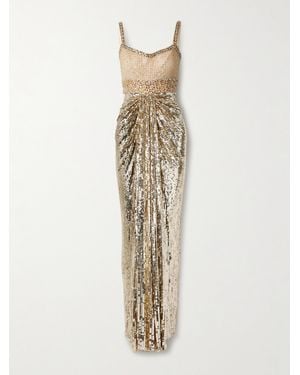 Jenny Packham Only You Draped Embellished Tulle Gown - Natural