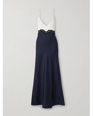 Gabriela Hearst Amaryllis Lace-Trimmed Silk Maxi Dress - Blue
