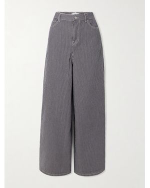 Frankie Shop Sasha Striped High-rise Wide-leg Jeans - Grey
