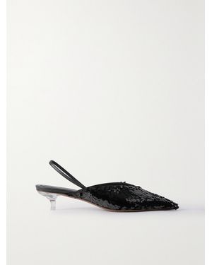 Neous Irena Sequined Leather Slingback Court Shoes - White