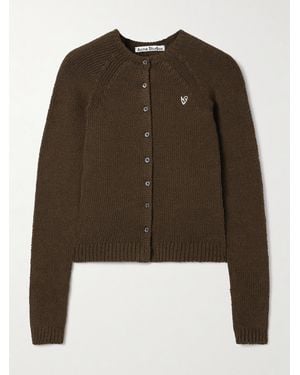 Acne Studios Embroidered Organic Cotton-Blend Cardigan - Marron