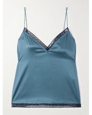 Eres Top Aus Seidensatin Mit Spitzenbesätzen - Blau