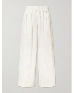 St. Agni Everyday Striped Cotton-Blend Poplin Wide-Leg Pants - White