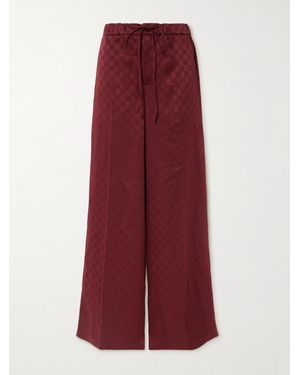 Gucci Satin-Jacquard Wide-Leg Pants - Red