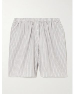 Deiji Studios Striped Organic Cotton-Poplin Shorts - White
