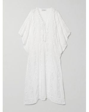 Miguelina Blair Embroidered Voile And Lace Kaftan - White