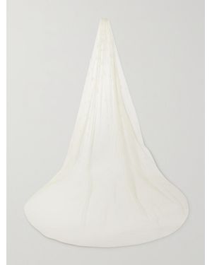 Safiyaa Edith Embellished Tulle Veil - Natural