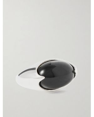 Loren Stewart Orb Sterling And Agate Ring - Black
