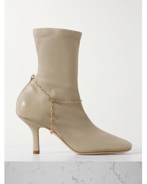 Burberry Ankle Boots Aus Leder Mit Kette - Natur