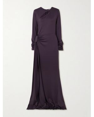 Victoria Beckham Robe Aus Stretch-Jersey Mit Raffungen Und Cut-Out Zum Binden - Lila