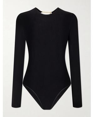 Saint Laurent Open-Back Jersey Bodysuit - Black