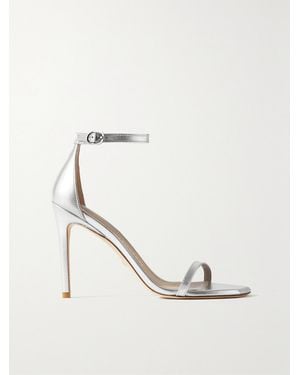 Stuart Weitzman Nudistcurve Metallic Leather Sandals - White