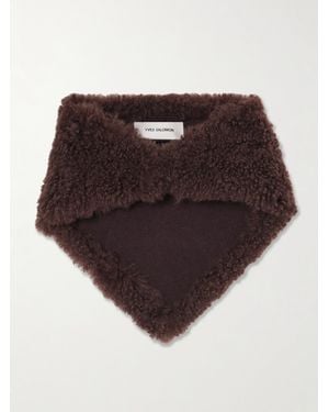Yves Salomon Shearling And Wool Scarf - Brown