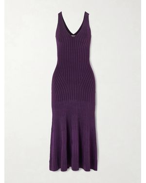 Adam Lippes Twyla Ribbed-Knit Midi Dress - Purple
