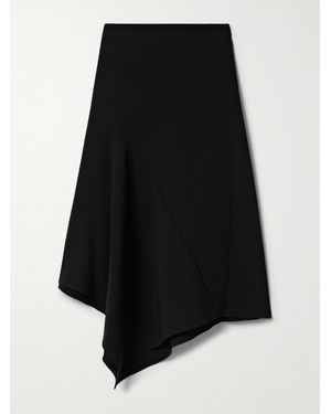 Theory Asymmetric Draped Paneled Crepe Skirt - Black