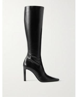 Saint Laurent Francoise Glossed-Leather Knee Boots - Black