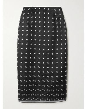 Emilia Wickstead Bethan Layered Polka-Dot Recycled-Organza And Faille Skirt - Black