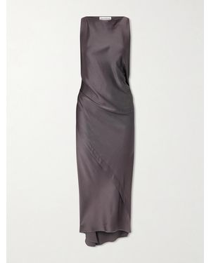 Victoria Beckham Draped Satin Midi Dress - Brown