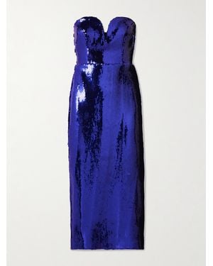 Alex Perry Strapless Sequined Stretch-Jersey Midi Dress - Blue