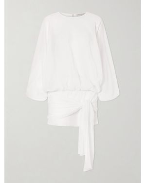 Christopher Esber Porto Tie-Detailed Gathered Cotton-Voile Mini Dress - White