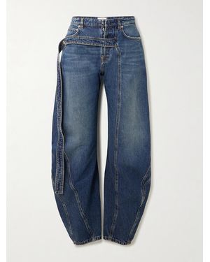 Jean Paul Gaultier Strap-Detailed Panelled High-Rise Wide-Leg Jeans - Blue