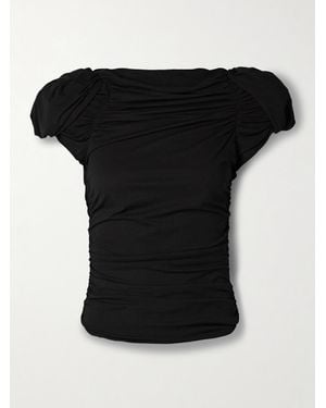 Magda Butrym Ruched Silk-Blend Top - Black