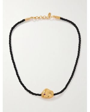 Pacharee Collier En Plaqué Or, Pierres Multiples Et Corde Jahn - Métallisé
