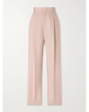 Wardrobe NYC Pleated Mohair-Blend Twill Straight-Leg Pants - Pink