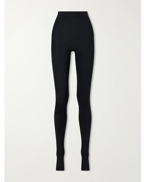 Bottega Veneta Logo-Embroidered Knitted Wool Leggings - Blue