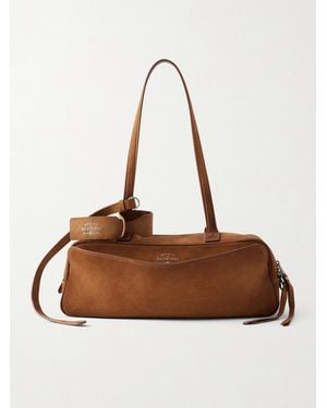 Balenciaga Carrie Kleine Schultertasche Aus Veloursleder - Braun