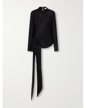 Kallmeyer Gathered Silk-Charmeuse Blouse - Black