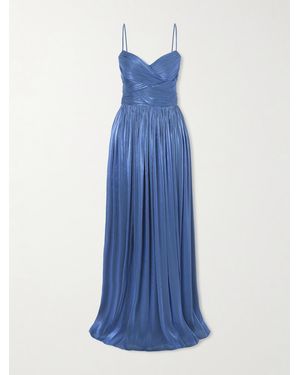 Costarellos Sereen Robe Aus Metallic-Georgette Mit Falten Und Raffungen - Blau