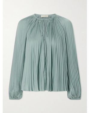 Ulla Johnson Electra Pleated Satin Blouse - Green