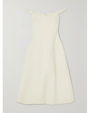 KHAITE Uma Off-The-Shoulder Melton Wool-Blend Midi Dress - Natural