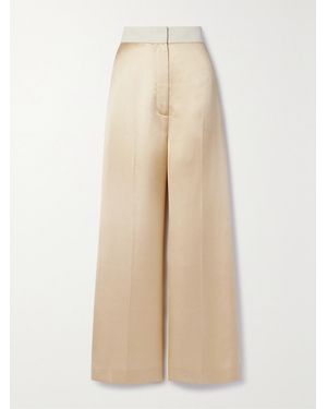 KHAITE Banton Satin And Faille Wide-Leg Trousers - Natural