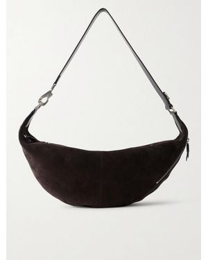 Lemaire Quiver Clip Mini Leather-Trimmed Suede Shoulder Bag - Black