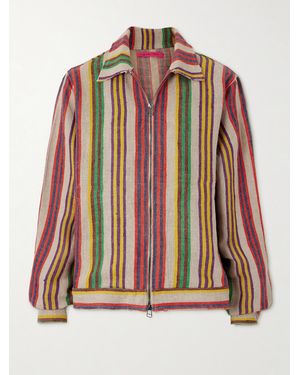 The Elder Statesman Coastal Decon Striped Linen-Jacquard Jacket - Red
