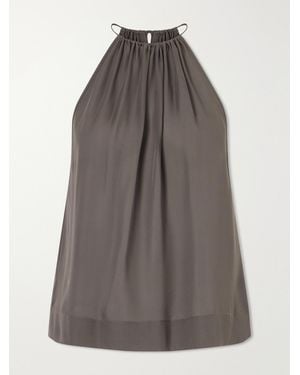 Nili Lotan Nikki Silk Halterneck Tank - Gray