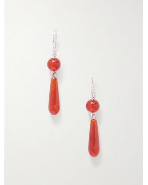 Sophie Buhai Tiny Isadore And Carnelian Earrings - Red