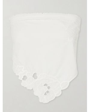 SIR. Klara Cropped Broderie-Anglaise-Trimmed Cotton-Poplin Top - White