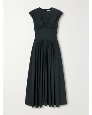 Proenza Schouler Nyssa Gathered Stretch Cotton-Blend Midi Dress - Blue
