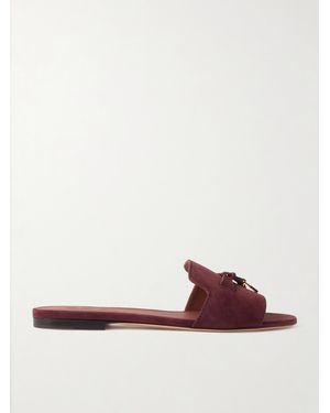 Loro Piana Summer Charms Suede Slides - Brown
